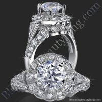 Antique Bezel Engagement Ring With Vintage Art Deco Styling And High Mount