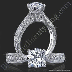 .35 ctw. Artistically Designed Milgrain and Engraved Diamond Engagement Ring