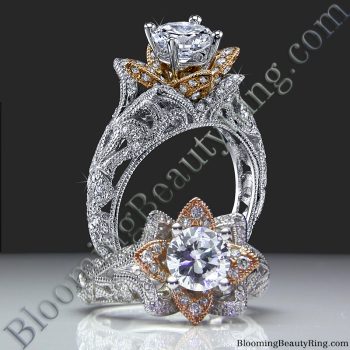 art carved antique style rose victorian engagement ring - Blooming Beauty Ring