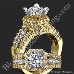 Queen's crown Mid Split Shank Diamond Engagement Ring - bbr192