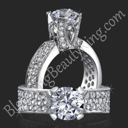 Enhanced Tiffany Style High Mount Pave Diamond Engagement Ring