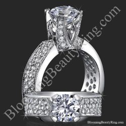 Enhanced Tiffany Style High Mount Pave Diamond Engagement Ring