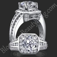 V Cut Diamond Bridge Prong Engagement Ring