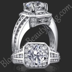 1.00 ctw. Princess Channel and Round Pave Set Diamond Engagement Ring - bbr161