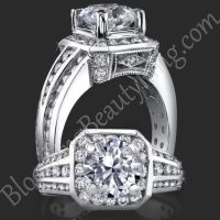 V Cut Diamond Bridge Prong Engagement Ring