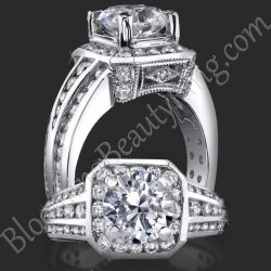 1.00 ctw. Princess Channel and Round Pave Set Diamond Engagement Ring - bbr161