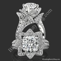 1.78 ctw. Large Hand Engraved Blooming Beauty Engagement Ring