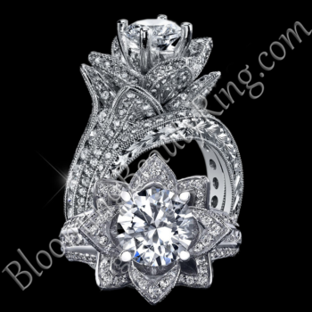 1.67 ctw. Small Hand Engraved Blooming Beauty Wedding Ring Set – bbr434en-s-set