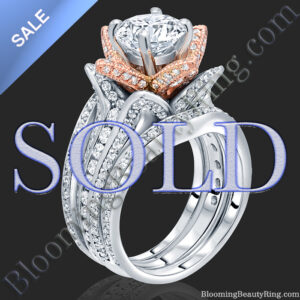 ON SALE! 2.38 ctw. Double Band White and Rose Gold Flower Ring Set