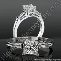 4 Prong 3 Stone Princess Diamond Setting
