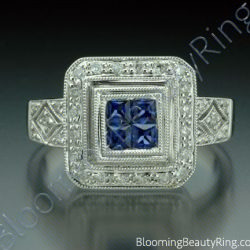 .57 ctw. Diamond and Blue Sapphire Double Square Top Ring - cgrRG5767