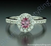 .89 ctw. Diamond and Oval Pink Halo Sapphire Ring
