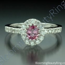 .89 ctw. Diamond and Oval Pink Halo Sapphire Ring - cgrRG198