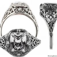 e002bbr | Antique Filigree Ring | for a 2.45ct. to 2.55ct. emerald stone | Grate Like Detailing