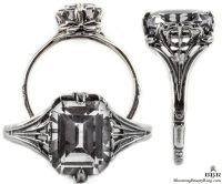 e026bbr | Antique Filigree Ring | for a 2.45ct. to 2.55ct. emerald stone | Art Nouveau