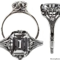e026bbr | Antique Filigree Ring | for a 2.45ct. to 2.55ct. emerald stone | Art Nouveau