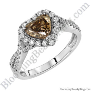 Fancy Brown Heart Diamond Halo Engagement Ring