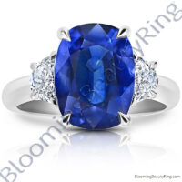 8.20 ctw. Half Moon Royal Blue Cushion Sapphire Ring