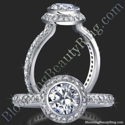 .56 ctw. Halo Bezel Milgrain Diamond Engagement Ring