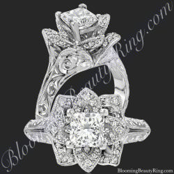 Hand Engraved Princess Lotus Flower Ring