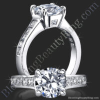 Invisible Channel Set Princess Diamond Engagement Ring Wide Band with Hidden Square Diamond