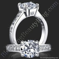 Channel Set Princess Diamond Ring w/ Hidden Square Diamonds