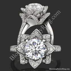 The Large Crimson Rose Flower Diamond Engagement Ring