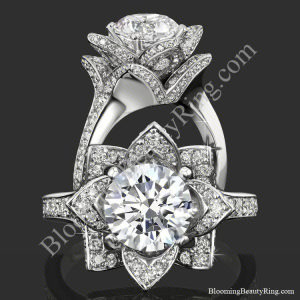 The Crimson Rose 1.58 ctw. Rose Cut Flower Diamond Engagement Ring – bbr607