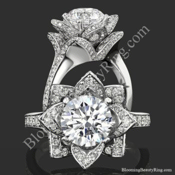 The Crimson Rose 1.58 ctw. Rose Cut Flower Diamond Engagement Ring – bbr607