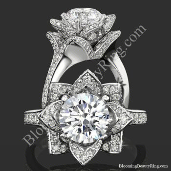 The Crimson Rose 1.58 ctw. Rose Cut Flower Diamond Engagement Ring – bbr607