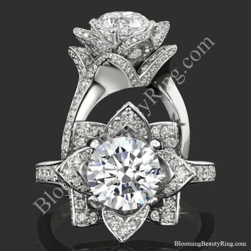 The Crimson Rose 1.58 ctw. Rose Cut Flower Diamond Engagement Ring