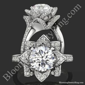 The Crimson Rose 1.58 ctw. Rose Cut Flower Diamond Engagement Ring – bbr607
