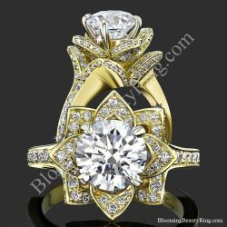Large Yellow Gold Crimson Rose Diamond Engagement Ring – bbr607-yg