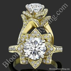 Large Yellow Gold Crimson Rose Diamond Engagement Ring – bbr607-yg