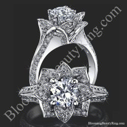 Lotus Ring 8 Petal 1.00 ct. Diamond Band Flower Ring