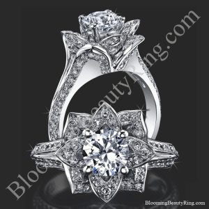 Lotus Ring 8 Petal 1.00 ct. Diamond Band Flower Ring