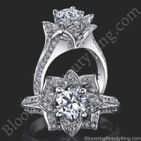 Lotus Ring 8 Petal 1.00 ct. Diamond Band Flower Ring
