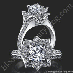 Lotus Ring 8 Petal 1.00 ct. Diamond Band Flower Ring