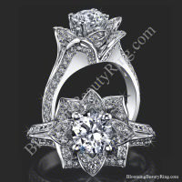 Lotus Ring 8 Petal 1.00 ct. Diamond Band Flower Ring