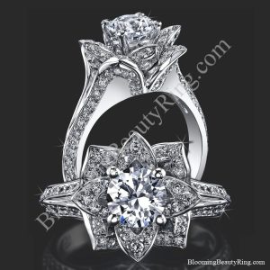 Lotus Ring 8 Petal 1.00 ct. Diamond Band Flower Ring