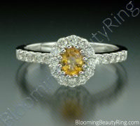 .85 ctw. Multi Prong Oval Yellow Sapphire and Diamond Ring