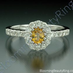 .85 ctw. Multi Prong Oval Yellow Sapphire and Diamond Ring - cgrRG187