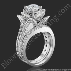2.08 ctw. Original Large Blooming Beauty Flower Ring Set – bbr434set standing up