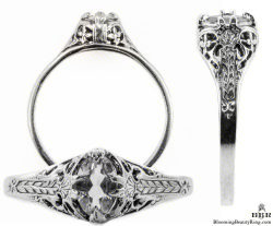 ov008bbr | Antique Filigree Ring | for a .38ct. to .48ct. oval stone | Hip Ring - Blooming Beauty Ring