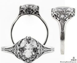 ov009bbr | Antique Filigree Ring | for a 1.15ct. to 1.25ct. oval stone | Simple and Dainty - Blooming Beauty Ring