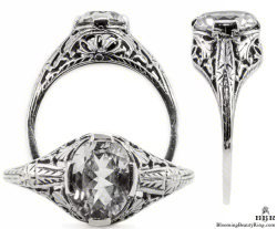 ov031bbr | Antique Filigree Ring | for a 1.15ct. to 1.25ct. oval stone | Three Loops - Blooming Beauty Ring