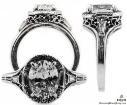 ov033bbr | Antique Filigree Ring | for a 1.8ct. to 1.9ct. oval stone | Romantic Setting - Blooming Beauty Ring