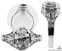 ov039bbr | Antique Filigree Ring | for a 1.40ct. to 1.50ct. oval stone | Ornate Design - Blooming Beauty Ring