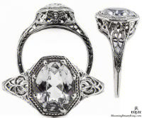 ov045bbr | Antique Filigree Ring | for a 2.45ct. to 2.55ct. oval stone | Enchanting
