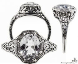 ov045bbr | Antique Filigree Ring | for a 2.45ct. to 2.55ct. oval stone | Enchanting - Blooming Beauty Ring